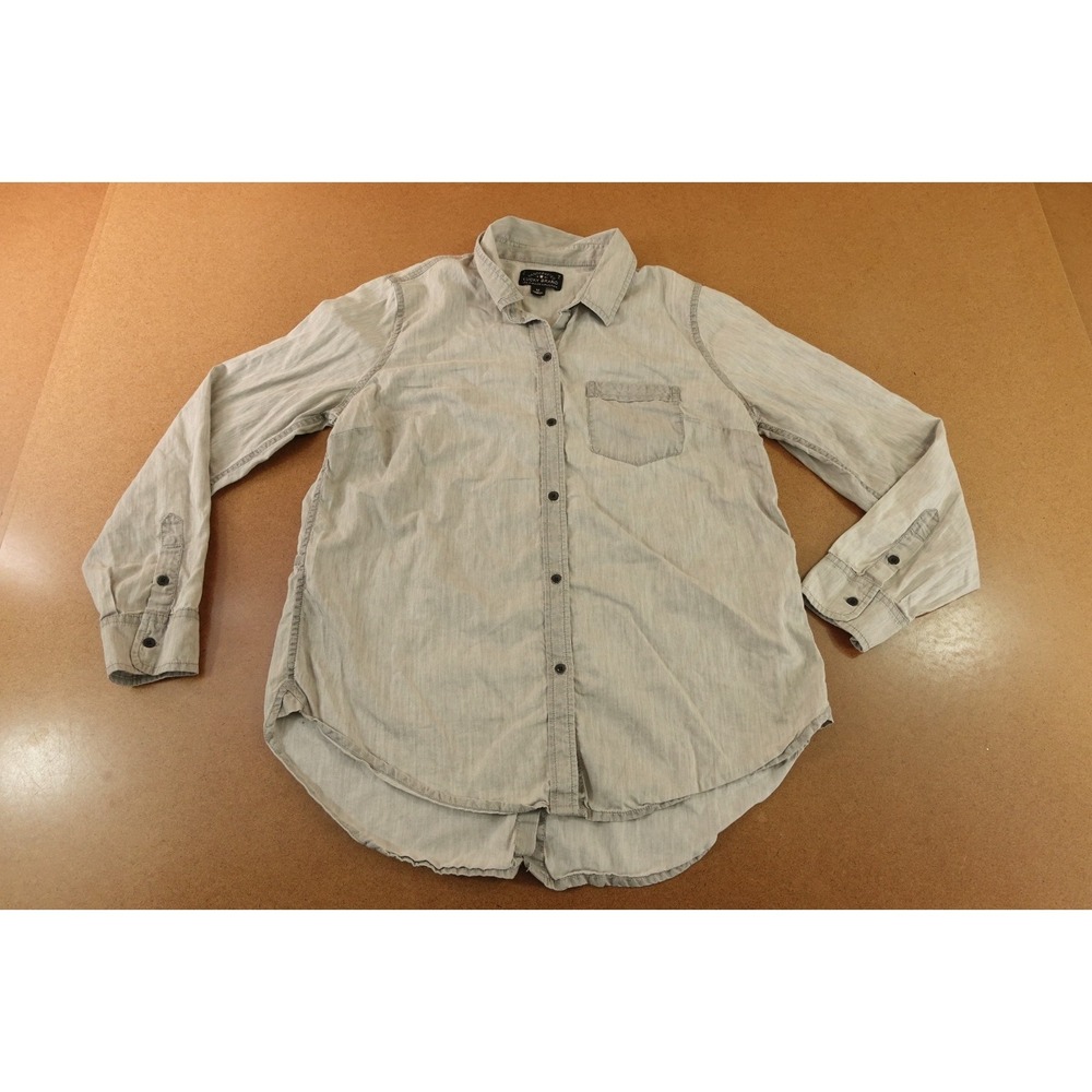 Lucky‎ Brand Womens Size Medium Oversized Gray Long Sleeve Button Front Shirt